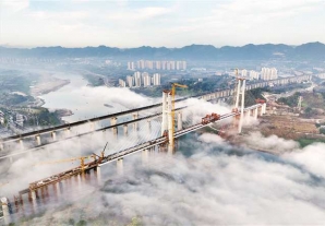 成渝中线高铁井口嘉陵江特大桥加紧建设