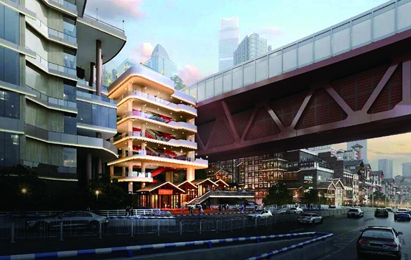 洪崖洞旁“长”出40米立体扶梯效果图